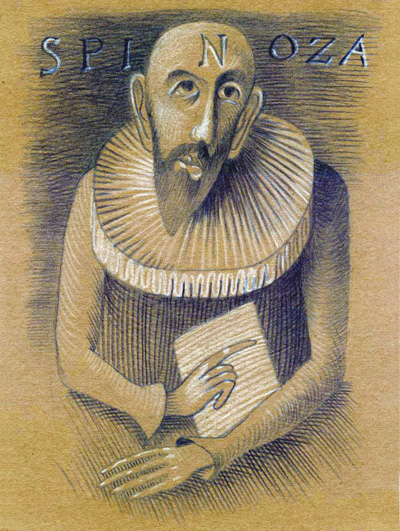Henryk Waniek z teki Filozofy, Baruch Spinoza, rysunek