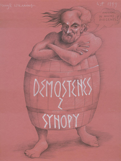 Henryk Waniek z teki Filozofy, Diogenes z Synopy, rysunek