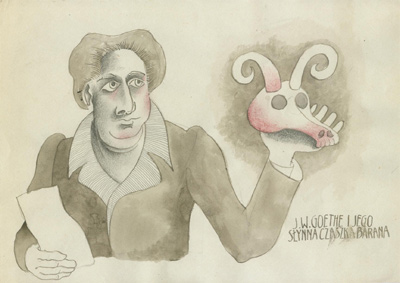 Henryk Waniek z teki Filozofy, J.W.Goethe, rysunek