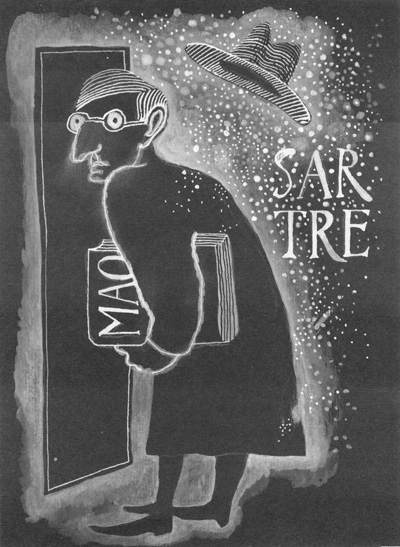 Henryk Waniek z teki Filozofy, Sartre, rysunek