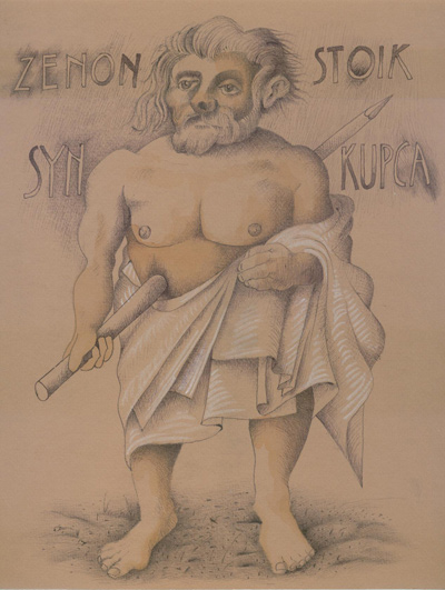Henryk Waniek z teki Filozofy, Zenon Stoik, rysunek